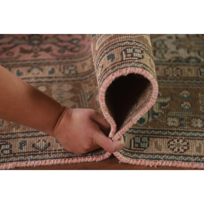 Hand Knotted Oriental 100% Wool Carpet Traditional Medallion Pink Tabriz Area Rug - 9' 5'' X 6' 5''