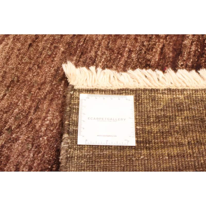 ECARPETGALLERY Hand-knotted Peshawar Ziegler Dark Brown Wool Rug - 5'7 x 8'1