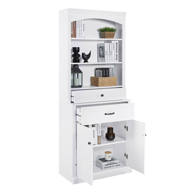 Tall Bathroom Storage Cabinet with Adjustable Shelves, Modern Floor Cabinet with Smooth Drawer Slides
