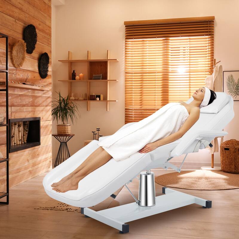 73" Adjustable Beauty Salon Spa Massage Bed Tattoo Chair 360 Degree Swivel White