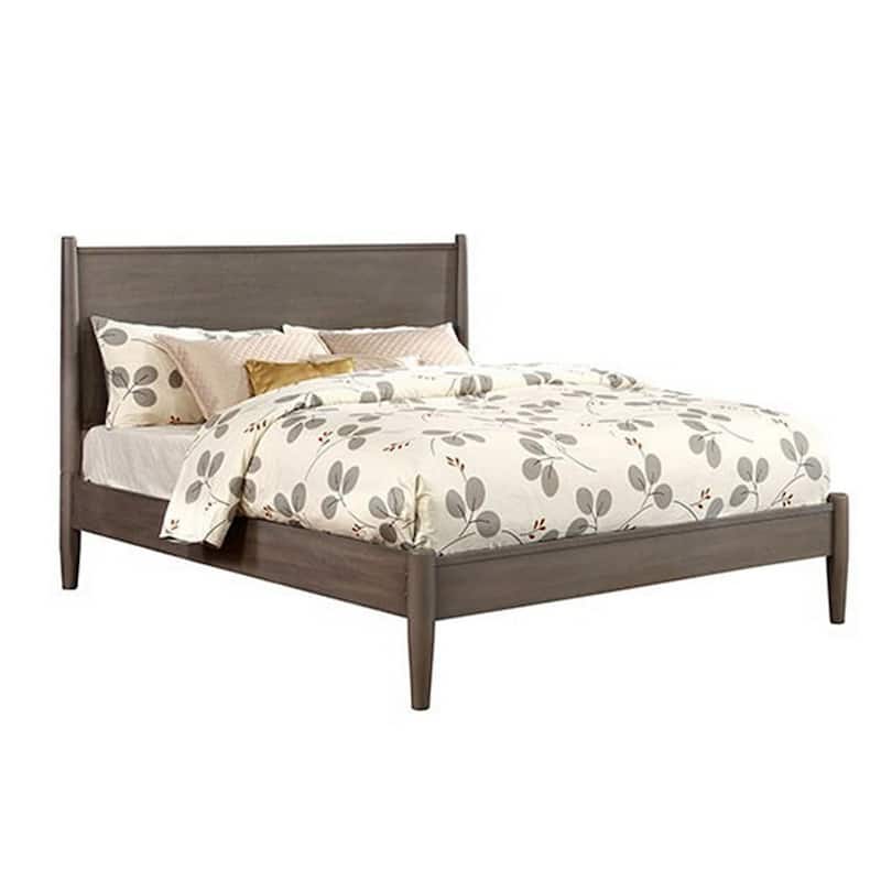 Wooden Eastern King Size Bed with Panel Headboard, Gray - Grey - King
