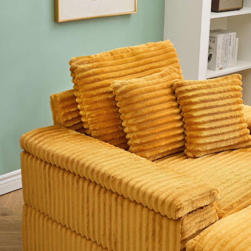 Corduroy Single Sofa Sets with 2 Throw Pillows and 500lb Weight Capacity