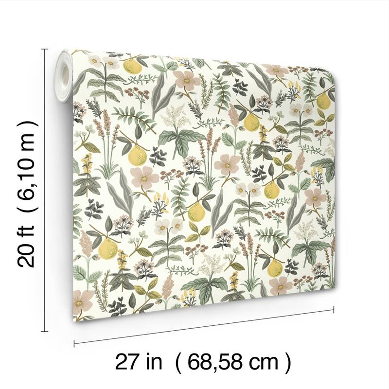 Rifle Paper Co. Herb Garden Cream Botanical Premium Peel + Stick Wallpaper