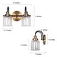 preview thumbnail 15 of 18, Kesa Modern 2/3-Light Black Gold Bathroom Vanity Lights Seeded Glass Bell Wall Sconces