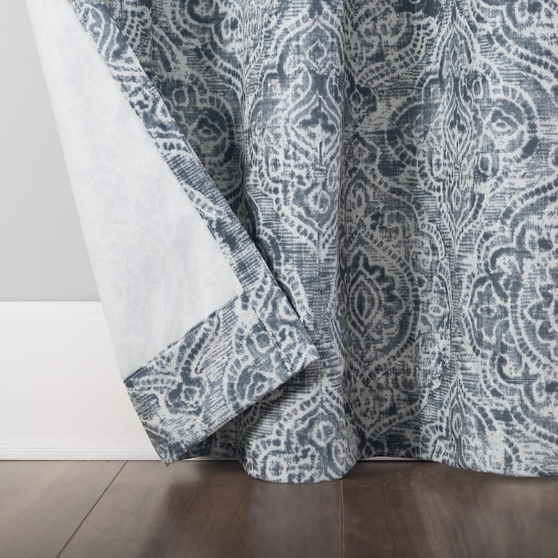 No. 918 Kenji Medallion Draft Shield Fleece Insulated Room Darkening Grommet Curtain Panel, Single Panel