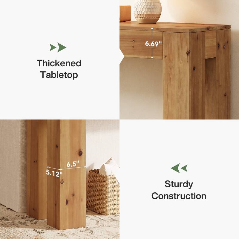 Solid Wood Console Table for Entryway, 70.87-Inch Extra Long Sofa Table Behind the Couch - 13.78" D x 70.87" W x 33.46" H
