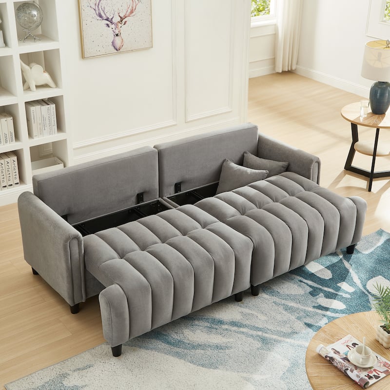 Futon Couch Sofa Bed with Pillows, Convertible Sleeper Sofa with Adjustable Backrest, Loveseat Sleeper Daybed