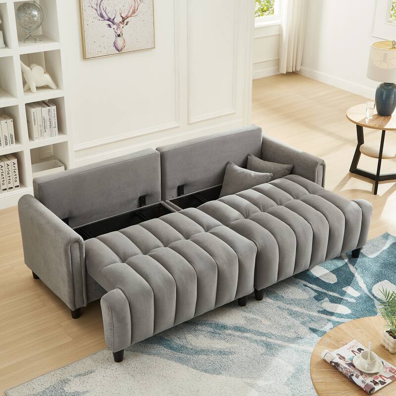 Sofa Bed with 2 Hidden Storage Bags, Multi-Functional Sleeper Sofa Loveseat with Adjustable Backrest