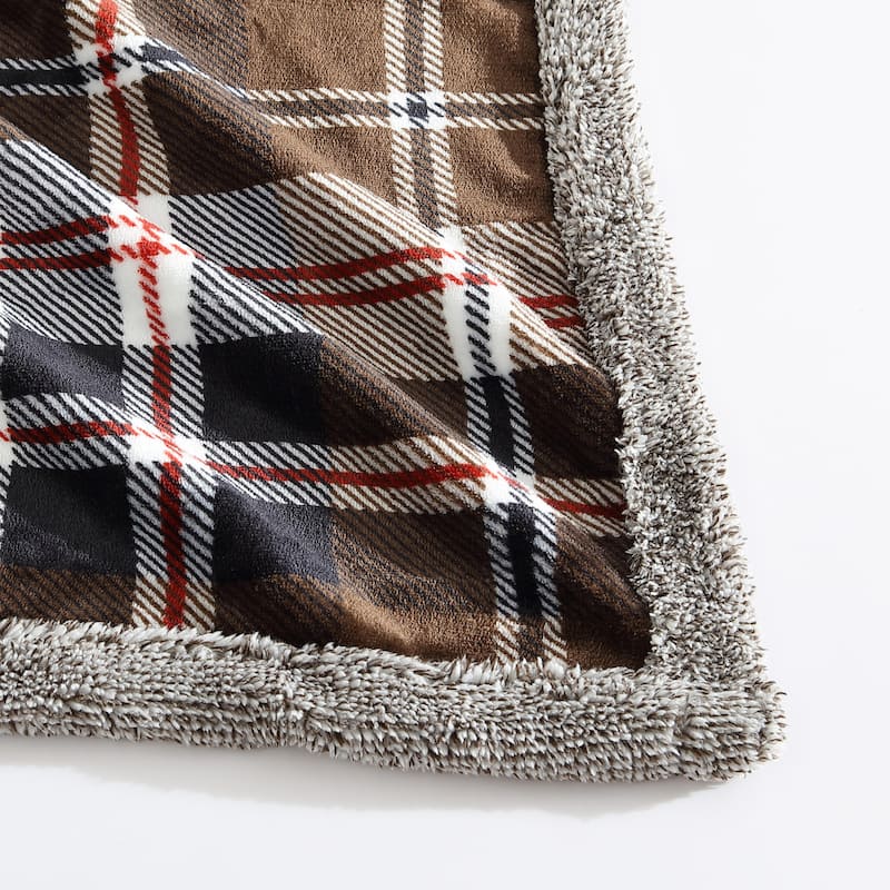 Eddie Bauer Printed Ultra Soft Plush/Mingled Sherpa Throw Blanket