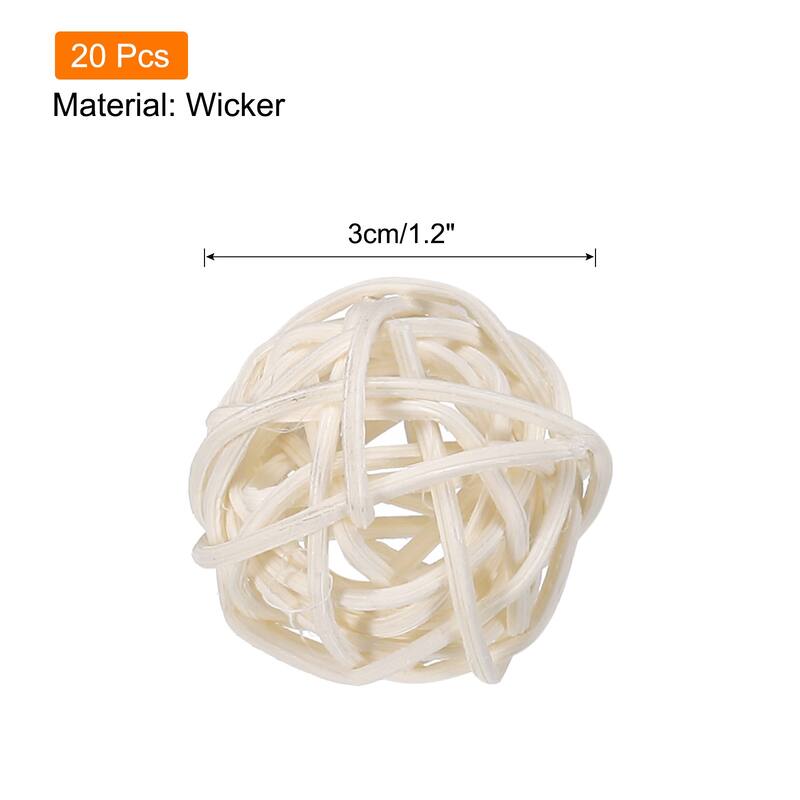 20 Pcs Wicker Rattan Balls 1.2In for Vase Fillers Party Decorative - White