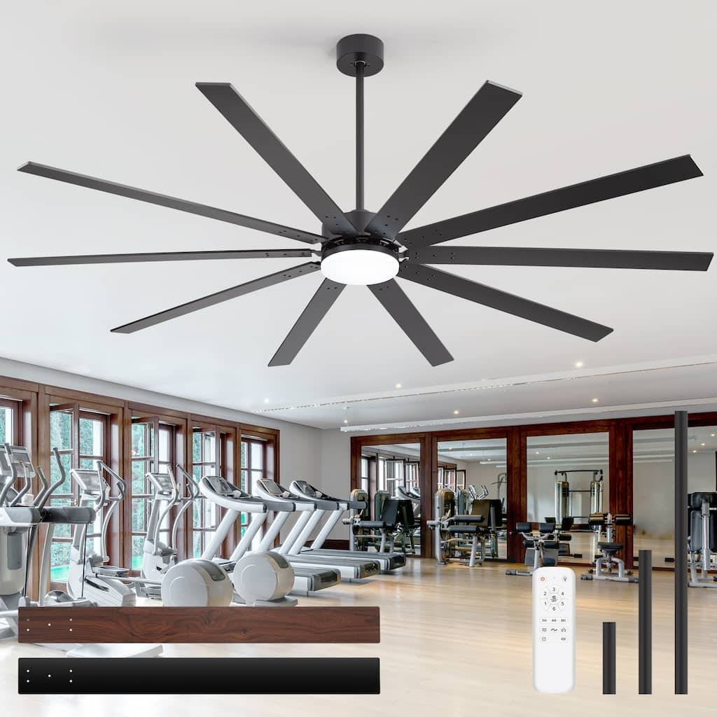 Large 84"/72" Reversible 10-Blade Integrated Ceiling Fan with LED Light Kit and Remote