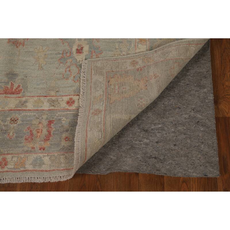 Transitional Blue Oushak Turkish Rug Hand-Knotted Wool Carpet - 5'1"x 8'0"
