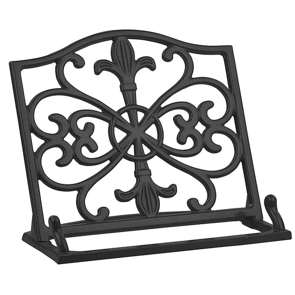 Home Basics Cast Iron Fleur De Lis Cookbook Stand, 10.5x5.5x9 Inches, Black. Opens flyout.