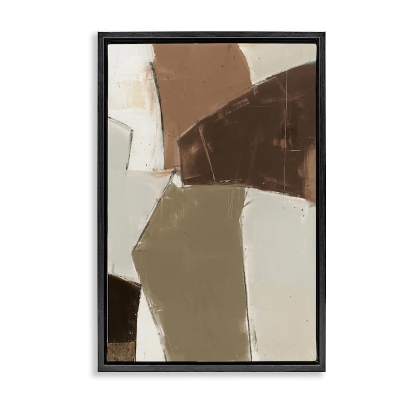 Stupell Contemporary Neutral Earth Tones Framed Floater Canvas Wall Art Design By Kippi Leonard - 17 x 25 - Black
