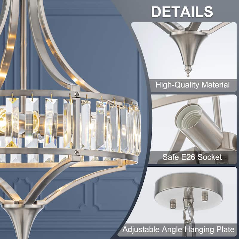 Starsky 4-Light Modern Crystal Drum Chandelier