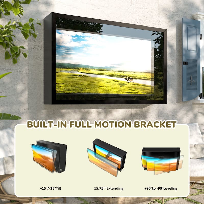 VEIKOUS 43" Outdoor TV Enclosure Weatherproof, Full Motion TV Bracket, All-Weather Protection