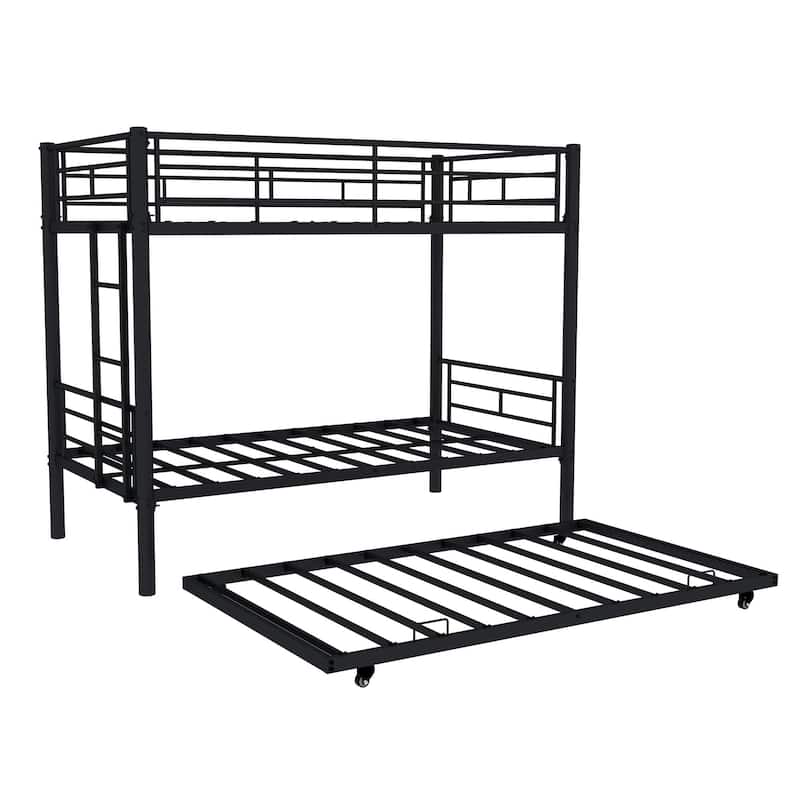 Heavy-Duty Sturdy Meta Over Bunk Bed/L/ Noise Reduced/ Safety Guardrail/No Box Spring Needed,