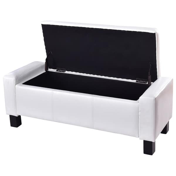 Shop Costway 42 Large Pu Leather Ottoman Bench Storage Chest