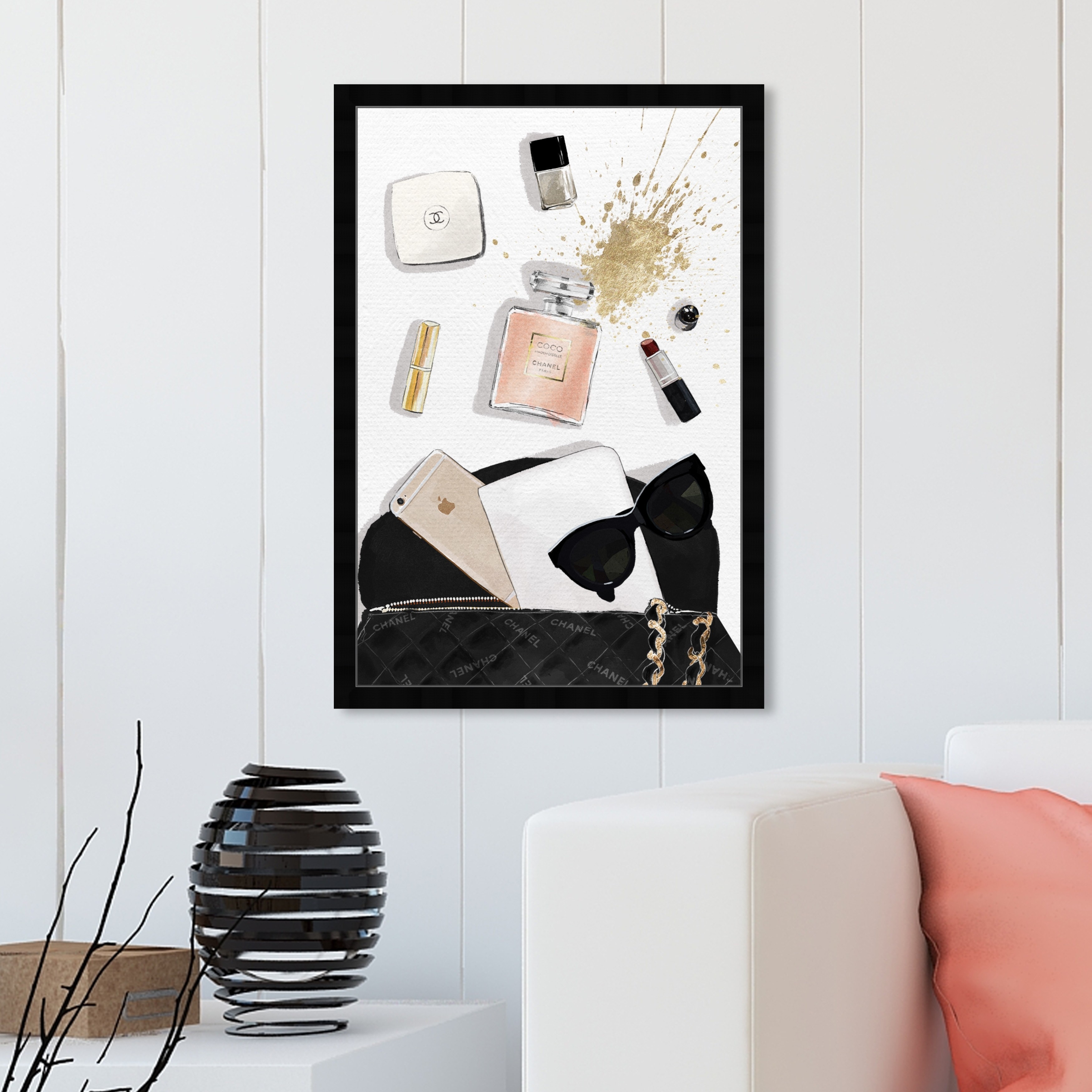 Oliver Gal 'Midnight Bag' Fashion and Glam Wall Art Framed Print