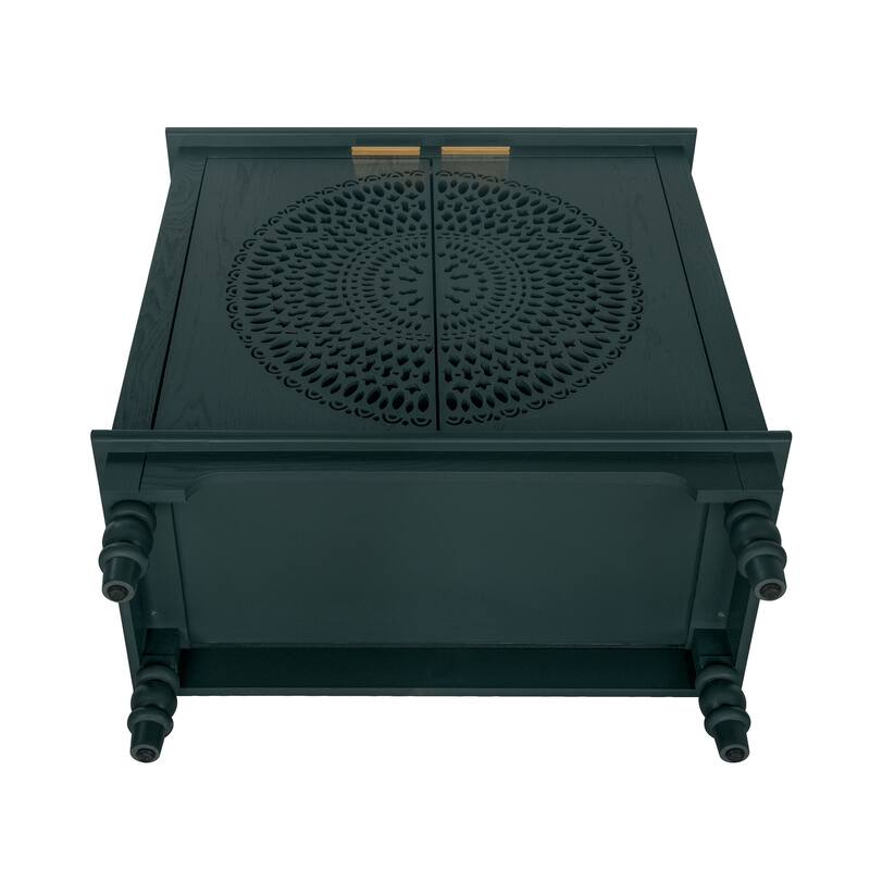 Sideboard Buffet Cabinet, Storage Cabinet with Carved Hollow Pattern, Accent Cabinet with Adjustable Shelf