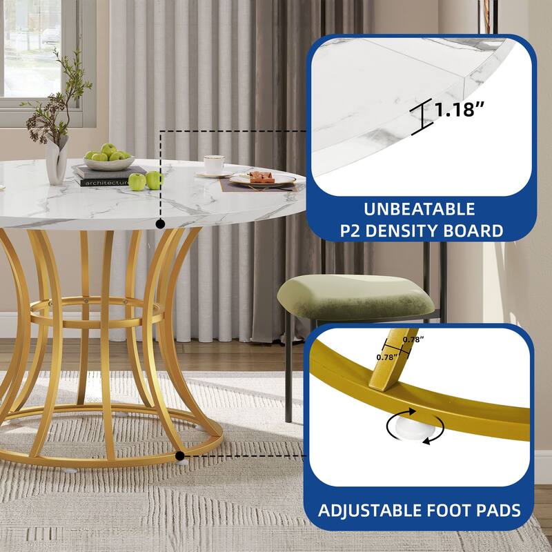 Moasis Modern Faux Marble 45" Large Round Dinning Table for 4-6 People