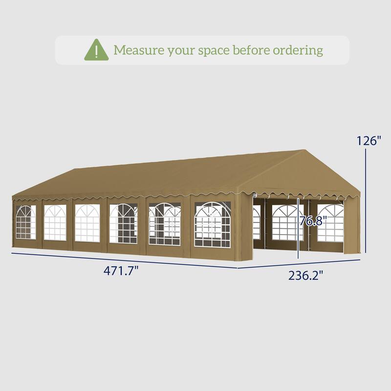 Outsunny 20' x 40' Heavy Duty Party Tent, Galvanized Outdoor Canopy Tent Large Event Shelter with Removable Sidewalls