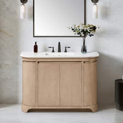 OVE Dain 48 in. Sahara Birch Bathroom Vanity with White Engineered Stone Top - 48"