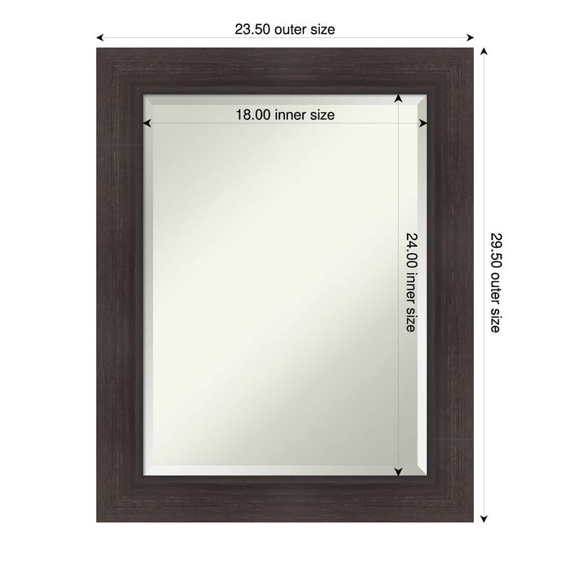 Sloped Beveled Framed Wall Mirror - 24 x 30 in - Sloped Espresso