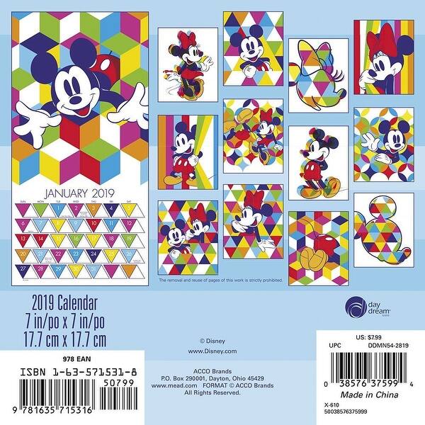 Shop 2019 Mickey Mouse Classic 2019 Mini Wall Calendar More Moms