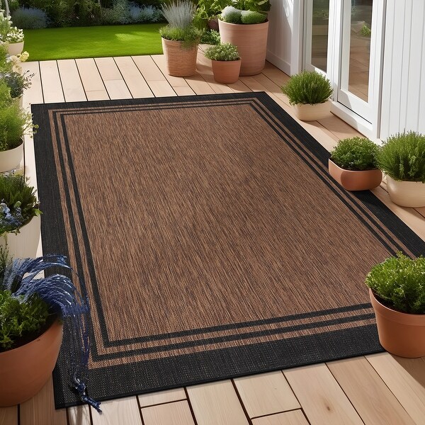 Washable Quick-Drying Indoor/Outdoor Rug, Bordered, Farmhouse