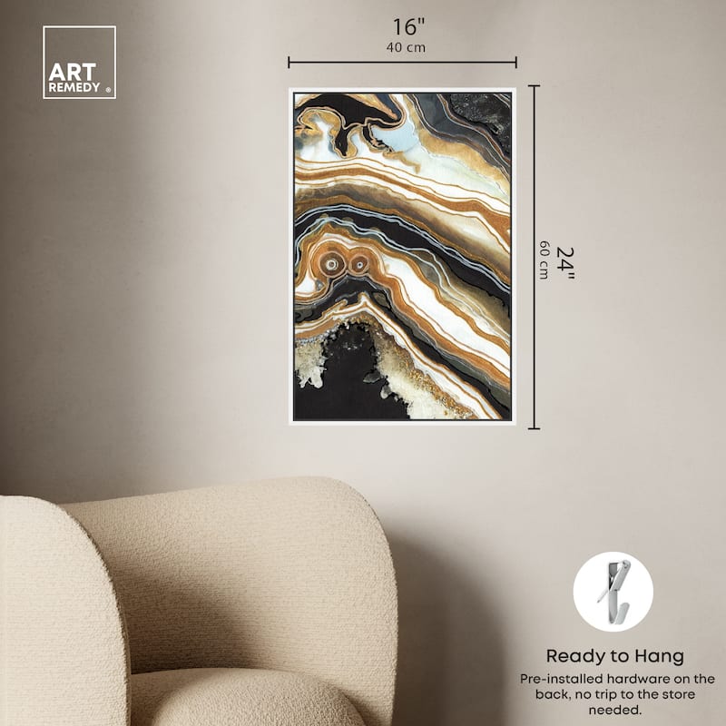 Art Remedy Black And Gold Ii Framed Mineral, Agate & Geode 1 Piece Canvas Wall Art