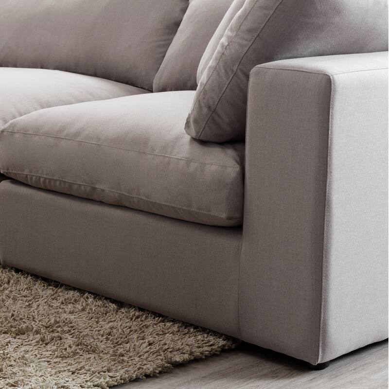 Roundhill Furniture Rivas Contemporary Feather Fill 6-Piece Modular Sectional Sofa with Ottoman