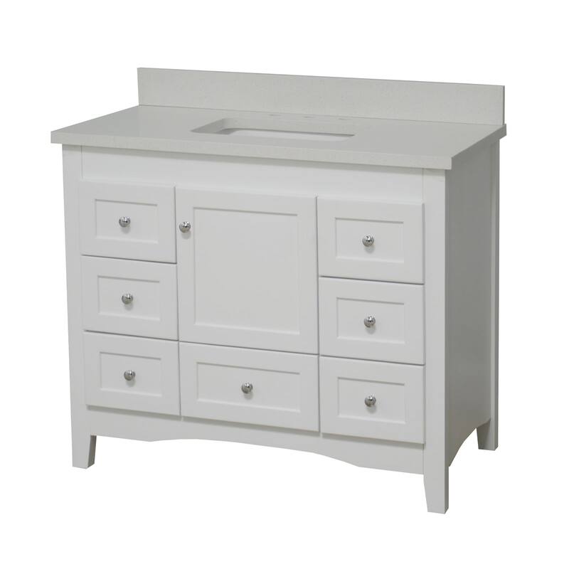KitchenBathCollection Abbey 42" Bathroom Vanity with Quartz Top