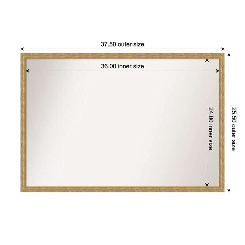 Mila Non-Beveled Wood Framed Bathroom Vanity Wall Mirror - 38 x 26 in - Mila Dark Gold