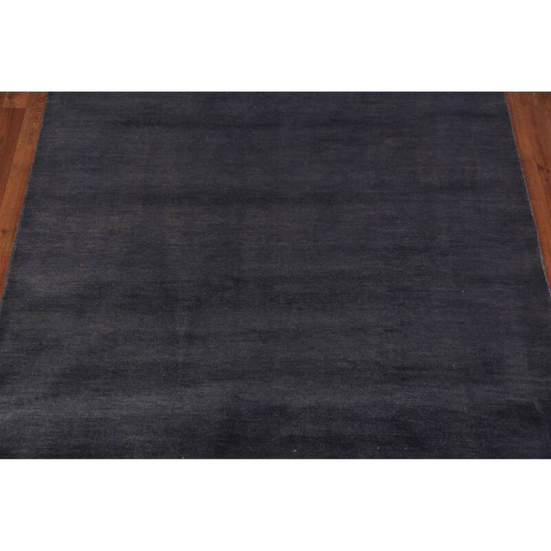 Navy Blue Gabbeh Modern Area Rug Handmade Wool Carpet - 5'6" x 7'10"