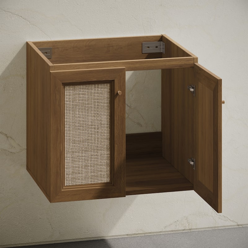 Classe 24" Wall-Mounted Bathroom Vanity In Brown Oak Without Sink Top - 24