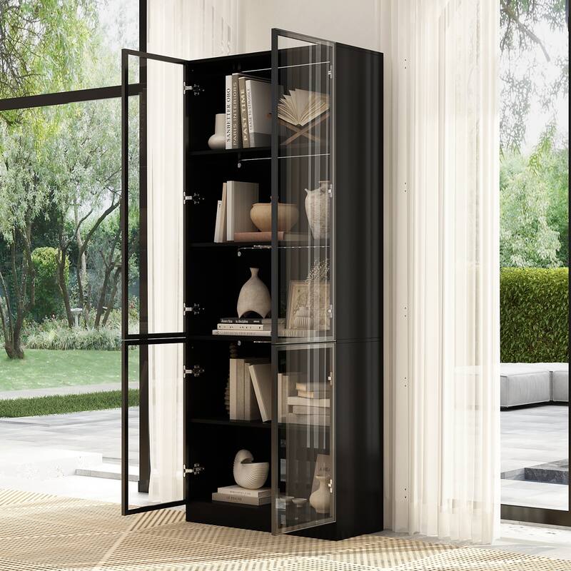 Tall Modular Display Storage Cabinet Bookcase w/Light Home Office