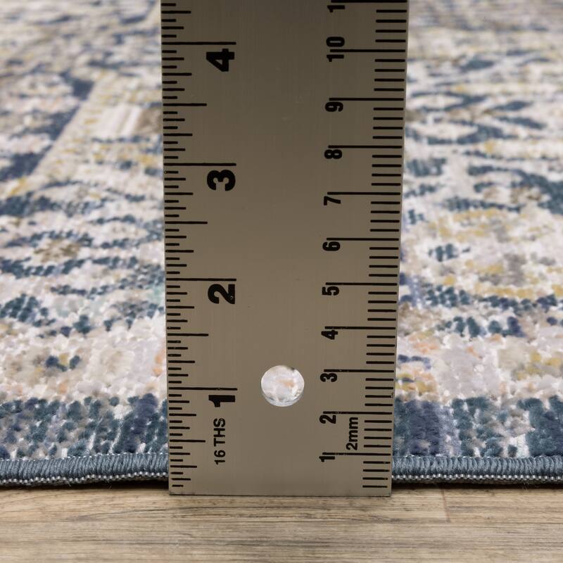 Calliope Textural Distressed Traditional Navy/ Gold Area Rug