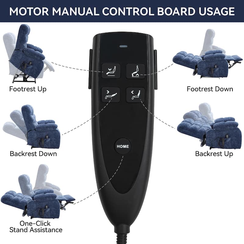 Large Dual Motor Chenille Power Lift Recliner Chair with Massage and Heat and Power-Remote, Infinite Position