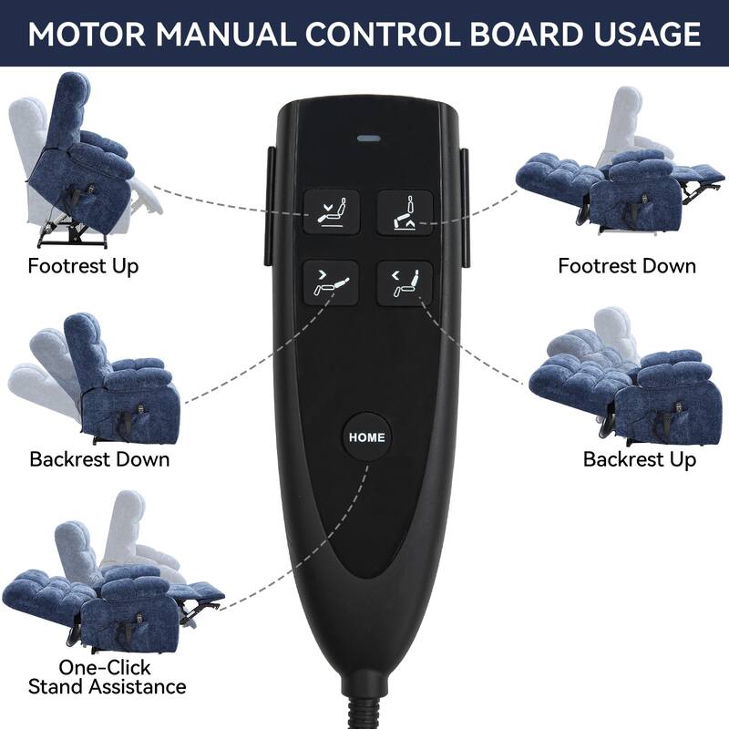 Oversized Dual Motors Infinite Position Power Lift Recliner with 8 Point Massage and Lumbar Heating, Power Remote