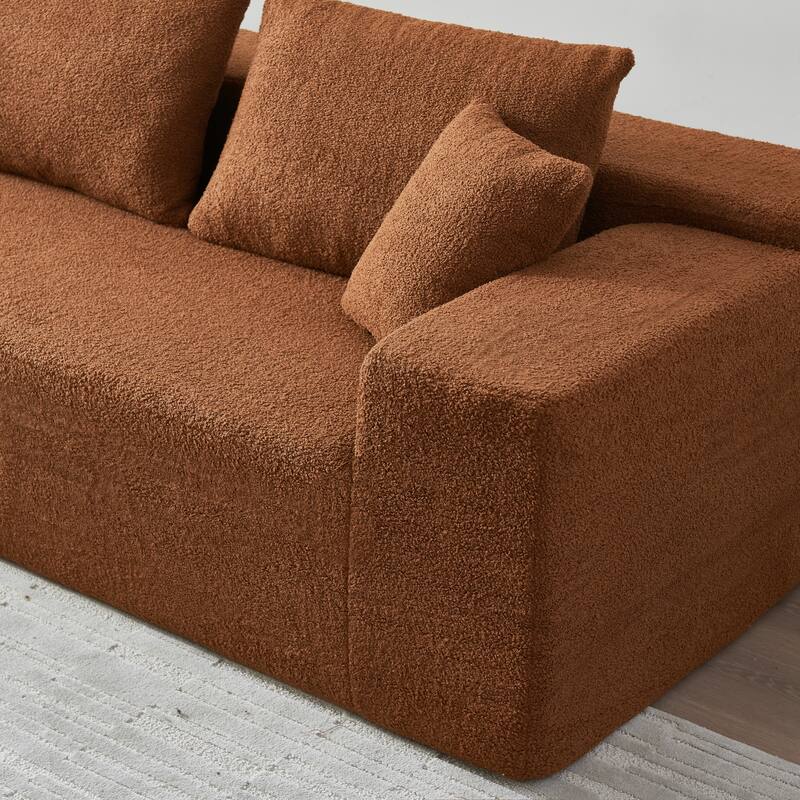 L-Shaped Modern Lambskin Fabric Upholstered Corner Cloud Sofa (Pure Sponge)