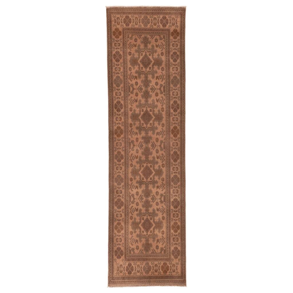 ECARPETGALLERY Hand-knotted Finest Khal Mohammadi Brown Wool Rug - 2'7 x 9'8