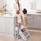 preview thumbnail 2 of 5, Foldable Toddler Step Stool for Kids, Adjustable 3 Steps Stool with Handles - Grey