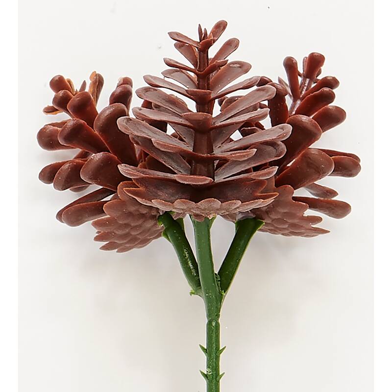 1.5" Plastic Pine Cone x 3 on a Christmas Wreath Pick, Set of 24 - 1.5