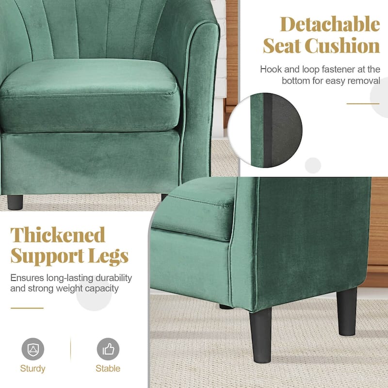 Costway Barrel Chair with Ottoman Footrest Curved Backrest Armrests - See Details