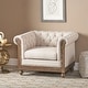preview thumbnail 3 of 51, Castalia Chesterfield Tufted Club Chair by Christopher Knight Home - 39.00" L x 33.50" W x 28.00" H Beige + Dark Brown