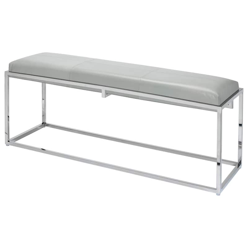 Alden Decor Leather Bench, Grey