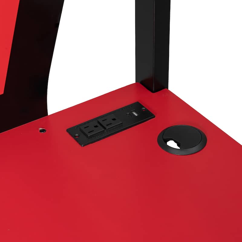 Gaming Loft Bed with Desk LED USb Shelf Full Size