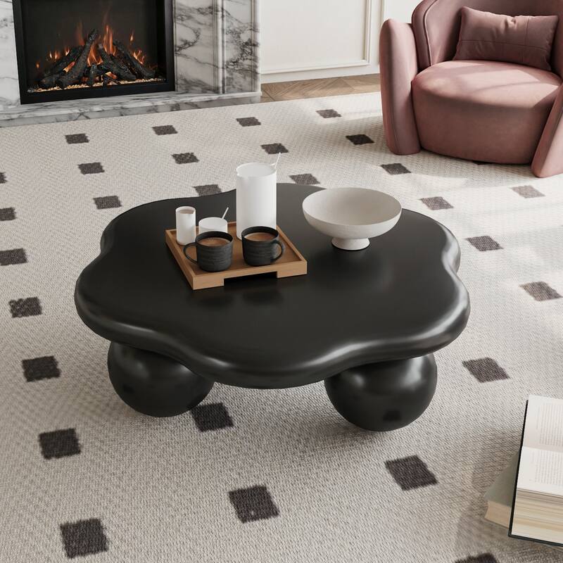 35" Cloud Shaped Modern Minimalist Coffee Table with Spherical Legs