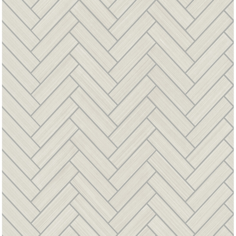 Stacy Garcia Home Herringbone Inlay Peel and Stick Wallpaper - 20.5 in. W x 18 ft. L - Lunar Grey & Metallic Silver